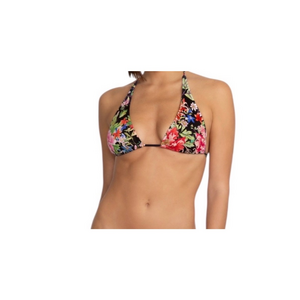 Johnny Was Notte Large Black Floral Swim string bikini top itsy bitsy bikini